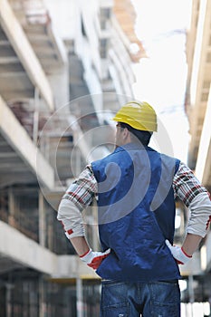 Hard worker on construction site