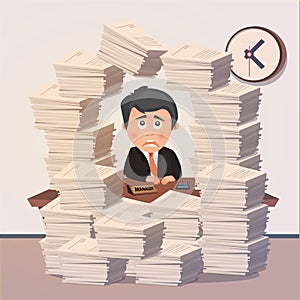 Hard working evening in office. Vector