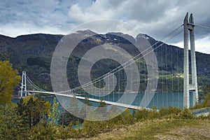 Hardanger bridge in Norway spring