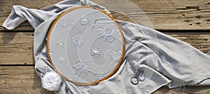 Hardanger embroidery on the table