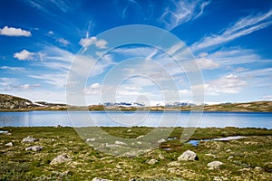 Hardangerjokulen glacier on top of Hardangervidda plateau.