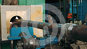 Hardbanding welding process close-up. drill pipe manufacturing process. Enterprise for the manufacture of drilling oil