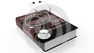 Hardcover book on Healthcare and stethoscope