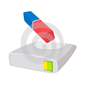 Harddisk cleaner icon, cartoon style