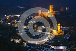 Hardegg Hardeg castle and village,night view, Austria