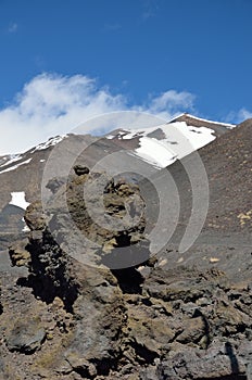 Hardened lava against the mount Etna