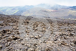 Hardened lava field on Mount Etna in Sicily