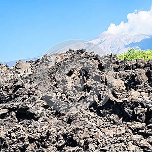 Hardened lava flow after volcano Etna eruption