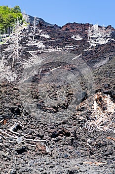 Hardened lava on slope of volcano Etna, Sicily