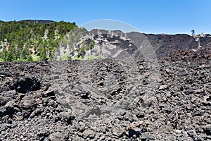 Hardened lava on volcano slope of Etna, Sicily