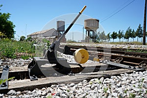 Hardened steel railroad tHardened steel railroad tracks photographed on a sunny spring dayracks photographed on a sunny spring day