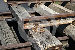 Hardened steel railroad tHardened steel railroad tracks photographed on a sunny spring dayracks photographed on a sunny spring day