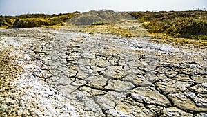 Hardened Volcano Mud. Panning footage. Crimea.