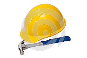 Hardhat with Hammer Isolated