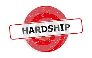 Hardship stamp on white