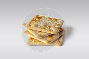Hardtack or hard tack - dry cookies like crackers, with a long shelf life