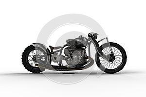 A hardtail vintage motorbike. Side view isolated 3D illustration photo