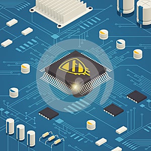 Hardware Bug Isometric Composition