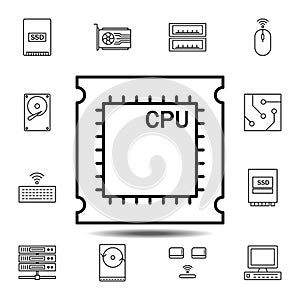 hardware, chip, processor icon. Simple thin line, outline vector element of hardware icons set for UI and UX, website or mobile