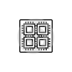 Hardware, chip, processor line icon