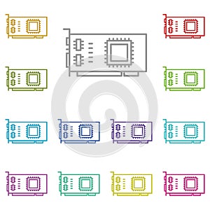 hardware, chip, processor, video card multi color icon. Simple thin line, outline vector of hardware icons for UI and UX, website
