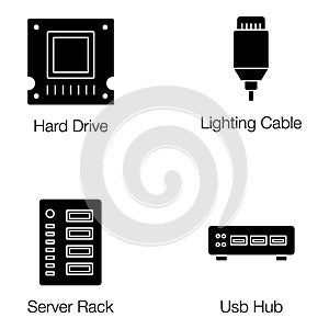 Hardware Components Glyph Icons Pack
