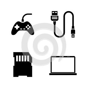 Hardware Computer Parts. Simple Related Vector Icons