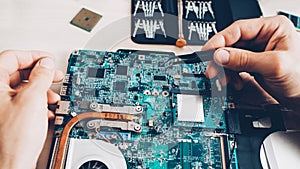 Hardware diagnostics disassembled laptop circuit