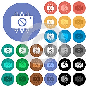 Hardware disabled round flat multi colored icons