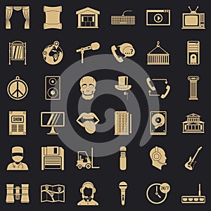 Hardware equipment icons set, simple style