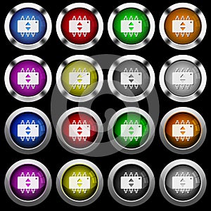 Hardware fine tune white icons in round glossy buttons on black background