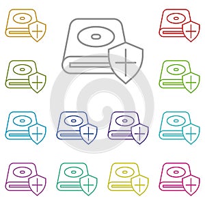 hardware, hard disk, security multi color icon. Simple thin line, outline vector of hardware icons for UI and UX, website or