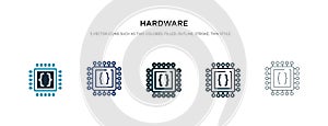 Hardware icon in different style vector illustration. two colored and black hardware vector icons designed in filled, outline,