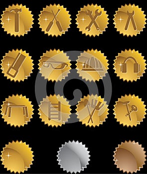 Hardware Icon Set: Seal Button Series - Gold