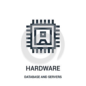 hardware icon vector from database and servers collection. Thin line hardware outline icon vector illustration