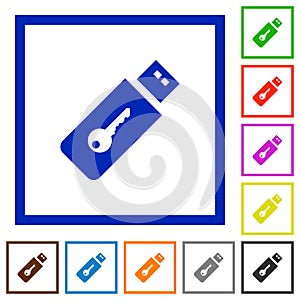 Hardware key flat framed icons photo