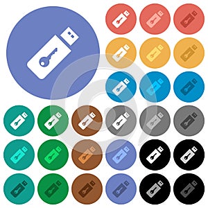 Hardware key round flat multi colored icons photo