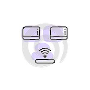 Hardware, lan, wifi, connection with color shadow vector icon in hardware set