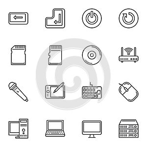 Hardware line icons set