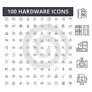 Hardware line icons, signs, vector set, outline illustration concept