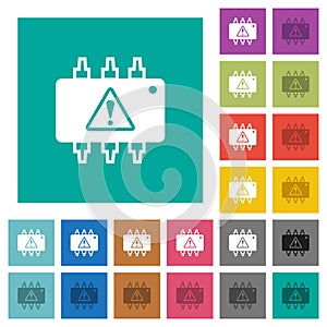 Hardware malfunction square flat multi colored icons