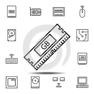 hardware, memory, ram icon. Simple thin line, outline vector element of hardware icons set for UI and UX, website or mobile