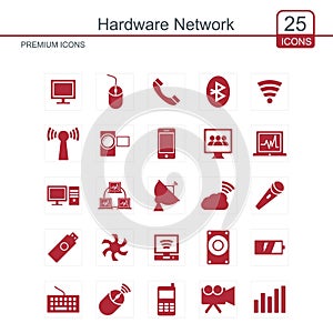 Hardware network icons set red