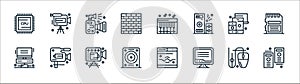 hardware network line icons. linear set. quality vector line set such as cpu tower, computer screen, hard disk, desktop computer,