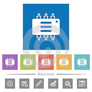 Hardware options flat white icons in square backgrounds photo