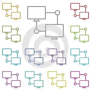 hardware, pc, connection, LAN multi color icon. Simple thin line, outline vector of hardware icons for UI and UX, website or