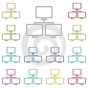 hardware, pc, LAN, server multi color icon. Simple thin line, outline vector of hardware icons for UI and UX, website or mobile