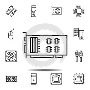 hardware, PCI, card, video icon. Simple thin line, outline vector element of hardware icons set for UI and UX, website or mobile