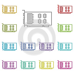 hardware, PCI, card, video multi color icon. Simple thin line, outline vector of hardware icons for UI and UX, website or mobile