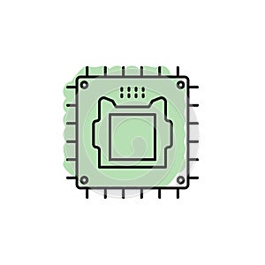 Hardware, processor, chip with color shadow vector icon in hardware set